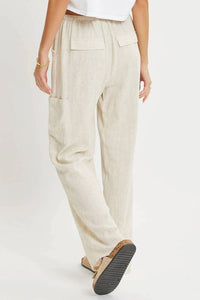 Sweet Lovely By Jen - Linen Blend Drawstring Pants