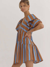 Entro - Striped Puff Sleeve Dress