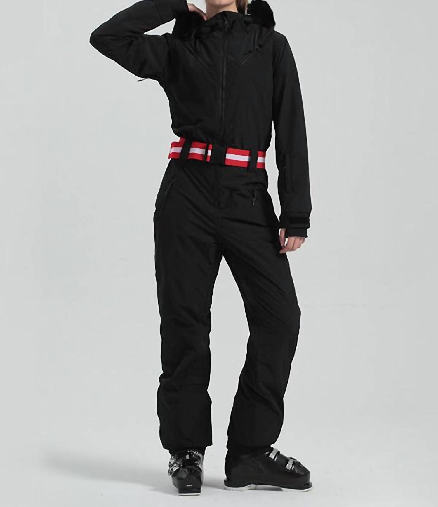 Gsou Snow Snow Padded Belt Ski Suit in black - women's pants