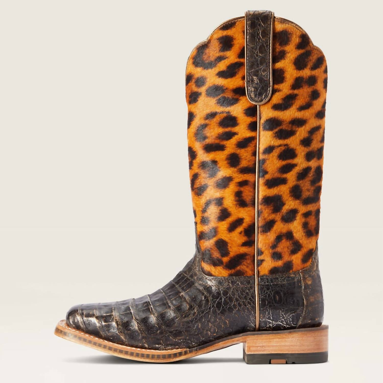 ARIAT Women's Donatella Brushed Caiman Leopard Hair-on Western Boot in brown chocolate - women's shoe - alternate view