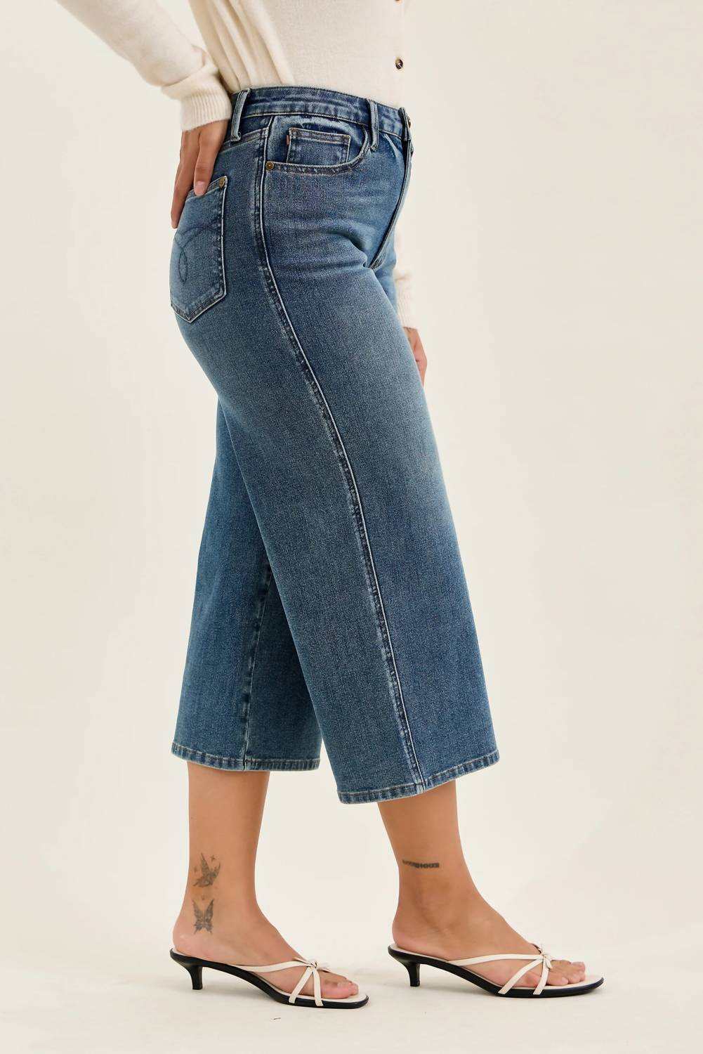 Judy Blue - High Waisted Dottie Wide Crop Jeans