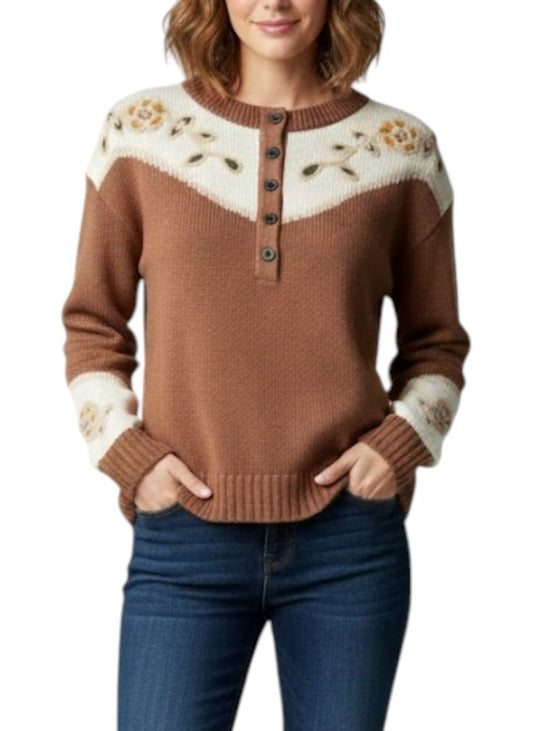 Pendleton - Western Floral Henley Sweater