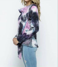 Ellis - Cowl Asymmetric Tie Dye Top