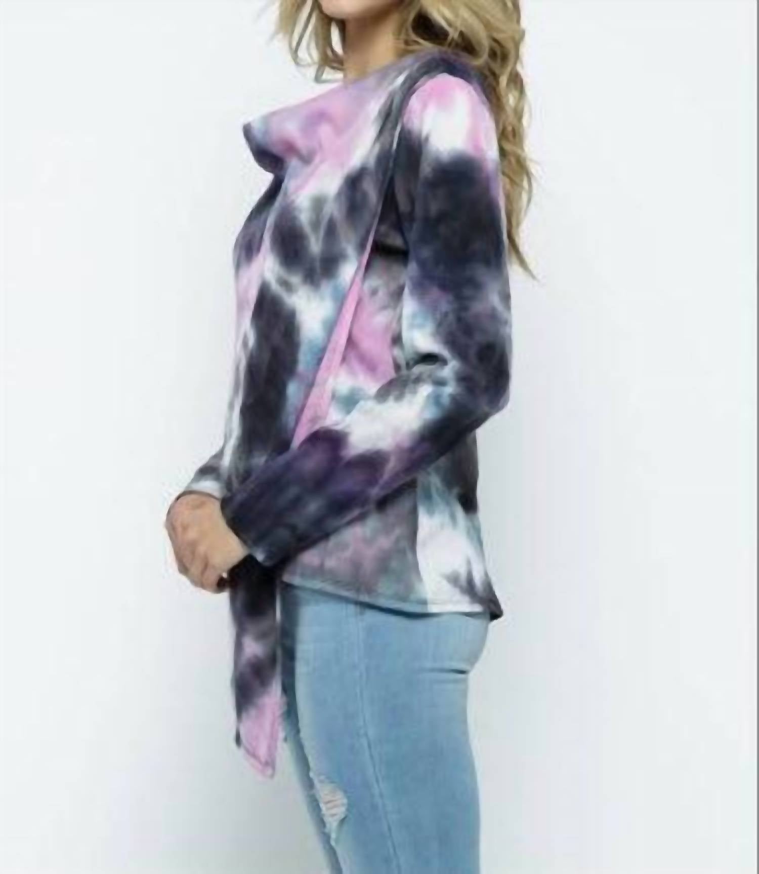 Ellis - Cowl Asymmetric Tie Dye Top