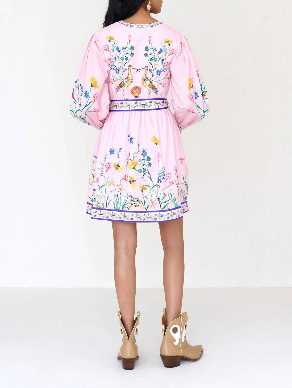 BANJANAN Anne Dress in pink multi - women's dress - detail view