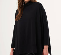 french kyss Abstract Print Two Tone Poncho in black - women's sweater - detail view