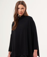 french kyss Abstract Print Two Tone Poncho in black - women's sweater - alternate view
