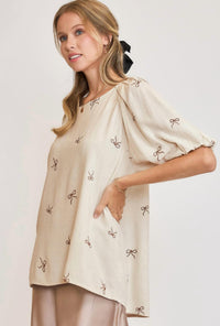 Umgee - Balloon Sleeve Linen Top