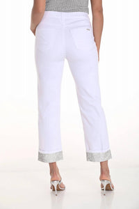 Frank Lyman Olympia Sequin Hem Denim Pants in off white - women's pants - view 4