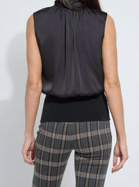 Lysse Indira Mixmedia Scarf Blouse in black - women's blouse - detail view