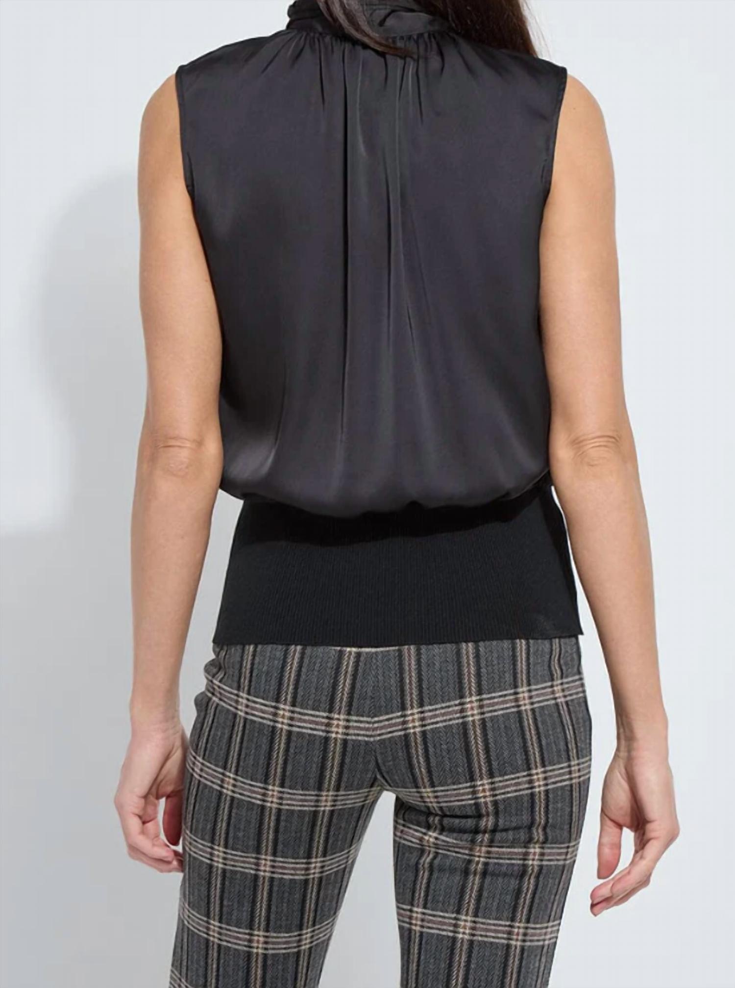 Lysse Indira Mixmedia Scarf Blouse in black - women's blouse - detail view