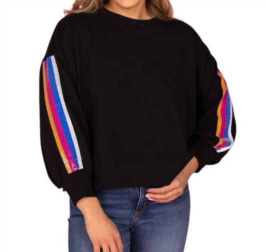 Mary Square - Jockey Sequin Stripe Sweatshirt