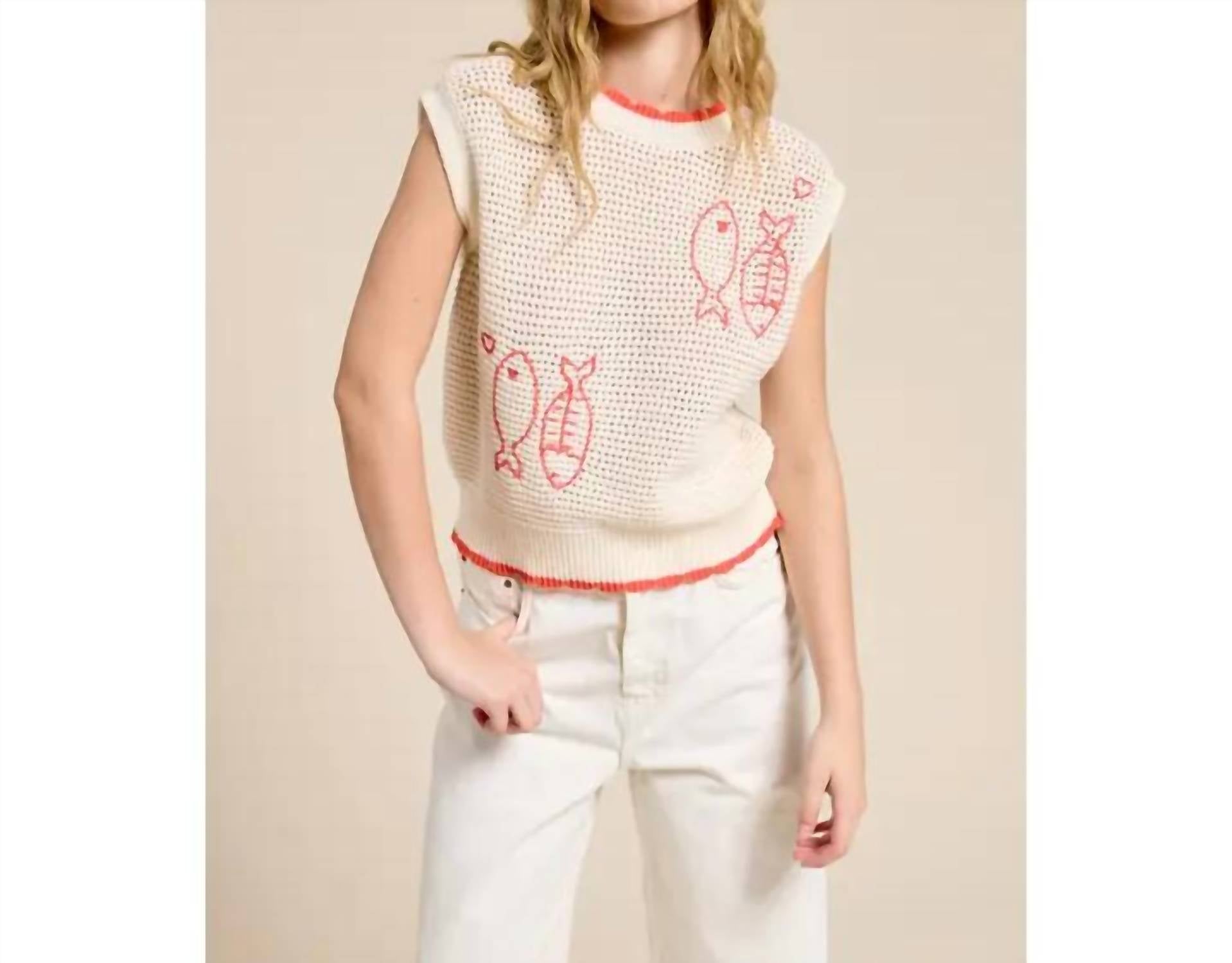 Flat White - Seaside Fish Sleeveless Top