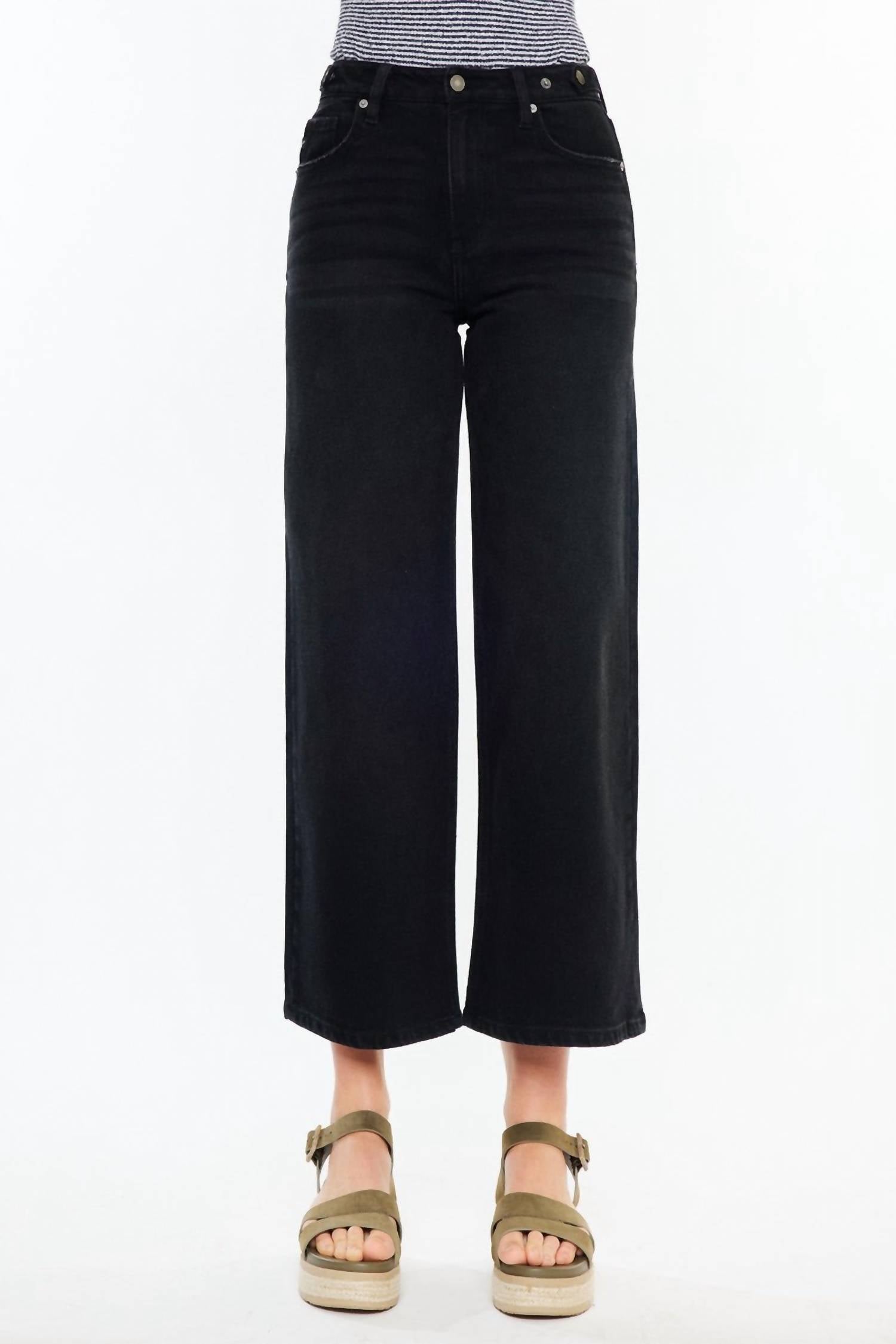 Kancan - Rylie Ultra High Rise Cropped Wide Leg Denim Jeans