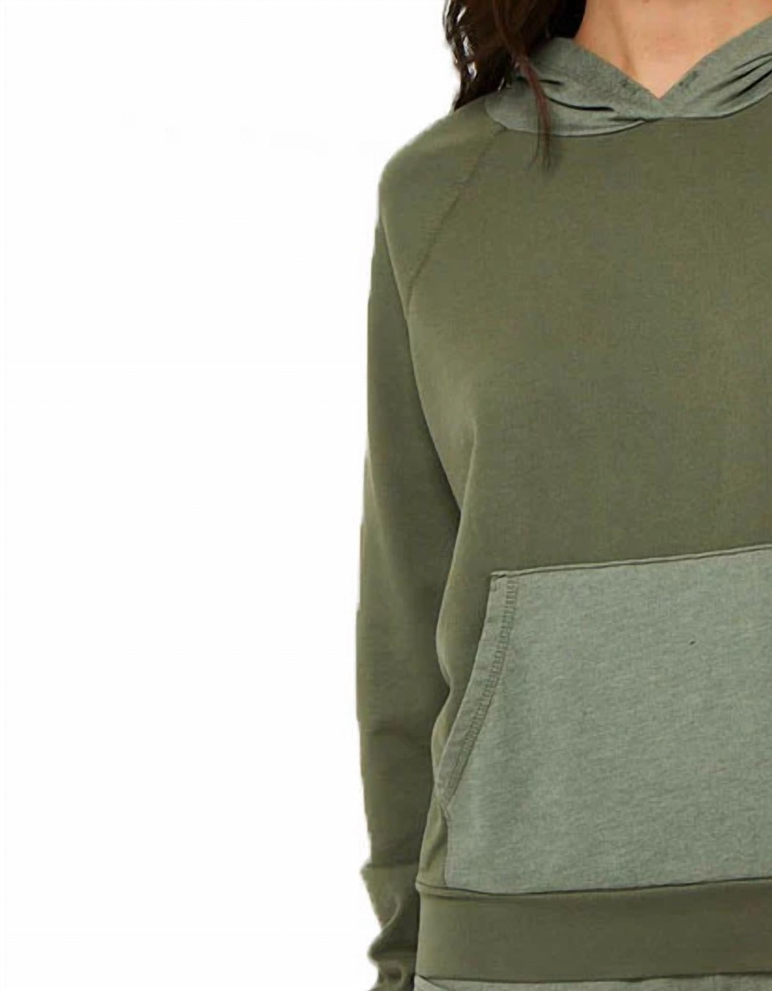 PROJECT SOCIAL T Kanga Hoodie in sage brush - women's top - detail view