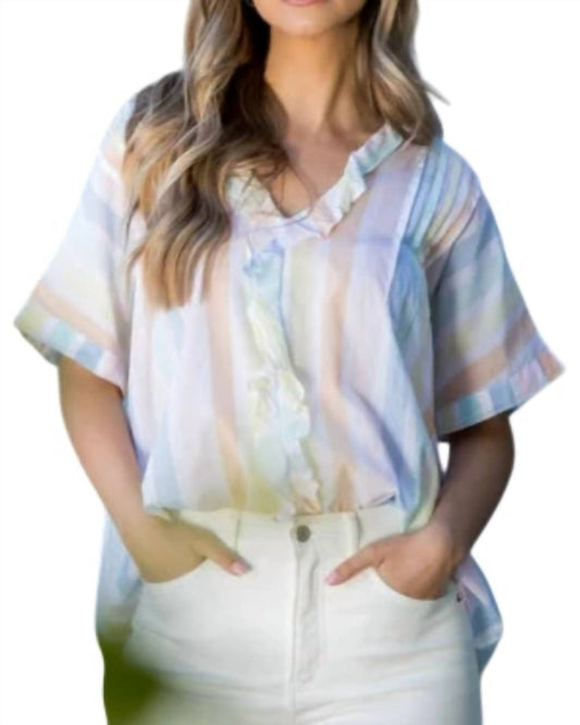 Thml - Stripe Ruffle V-neck Top