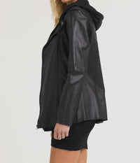 jakett Maxi Burnished Leather Jacket in black - women's jacket - alternate view