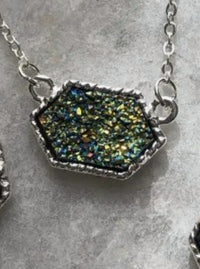 Lauren Lane - Women's Peacock Iridescent Druzy Stone Necklace