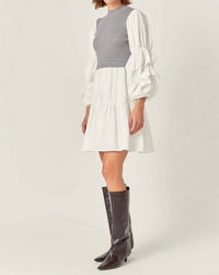 English Factory - Vivian Mixed Media Knit Mini Dress