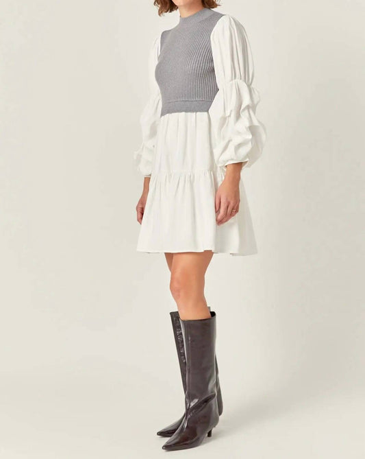 English Factory - Vivian Mixed Media Knit Mini Dress