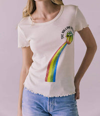 Chaser Rolling Stones Rainbow Tee in off white - women's t-shirt