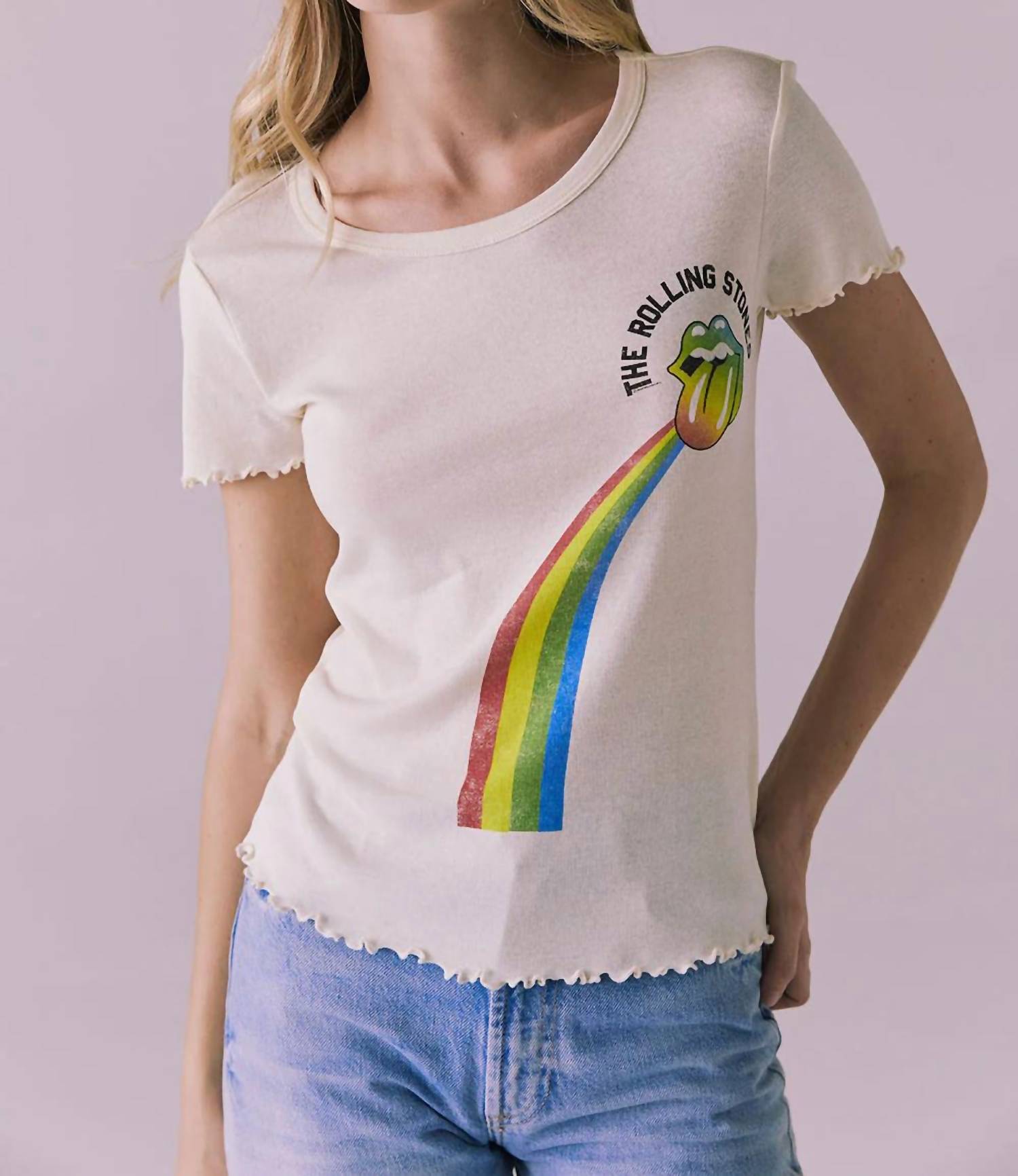 Chaser Rolling Stones Rainbow Tee in off white - women's t-shirt