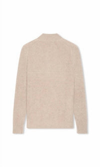 Maurizio Baldassari Men's Vanise Mock Neck Sweater in light beige - men's sweater - detail view