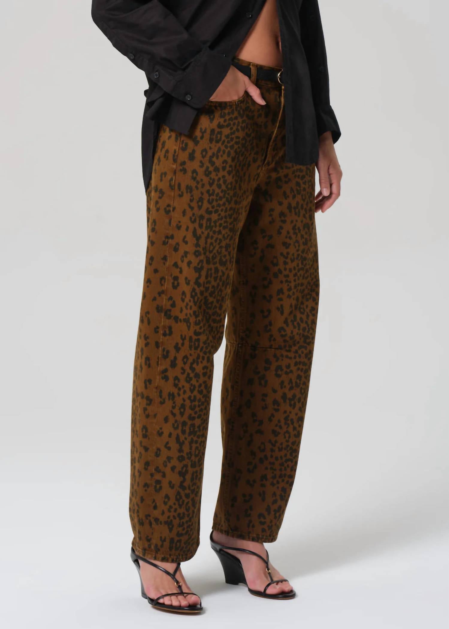 Citizens of Humanity Miro Long Relaxed Jeans in sepia cheetah 1 - women's jeans - alternate view