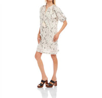 Karen Kane Puff Sleeve Tassel Dress in cream - women's dress - detail view