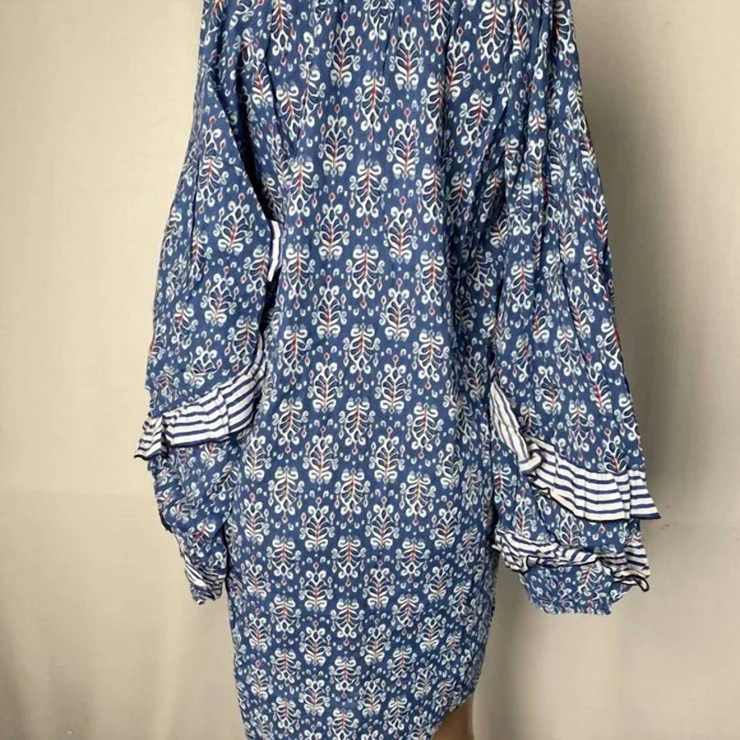 Chakeris - Women's Ellie Short Ruffle Floral Mini Cotton Tunic Dress