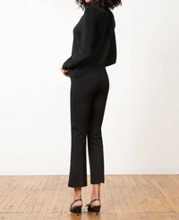 Avenue Montaigne Leo Stretch Cropped Flare Trousers in black - women's pants - detail view
