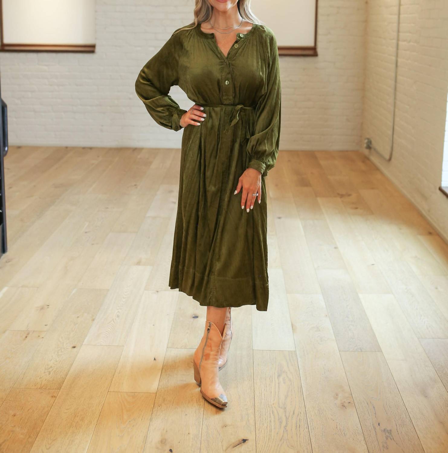 See U Soon - Evergreen Corduroy Midi Dress