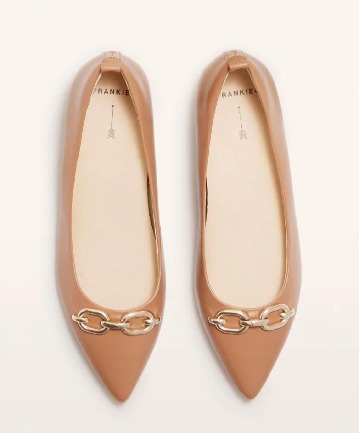 FRANKIE4 Women's London Leather Ballet Flats in tan - women's flats - detail view