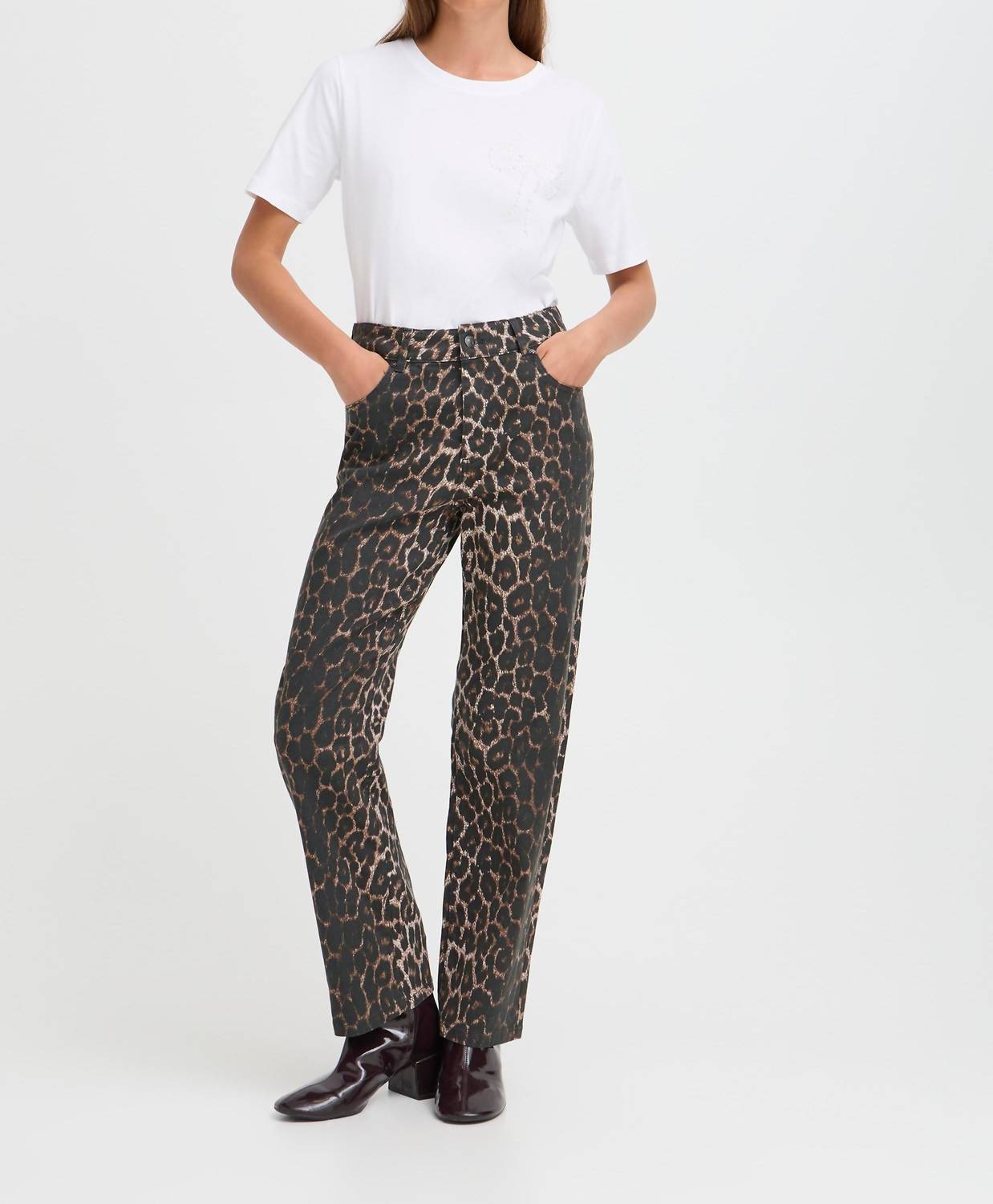 B.Young - Leopard Denim Pants
