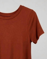ZENANA Women's Babydoll Tee in rust - women's t-shirt - detail view