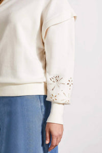 Tribal - Crewneck Pullover Sweater With Embellishment