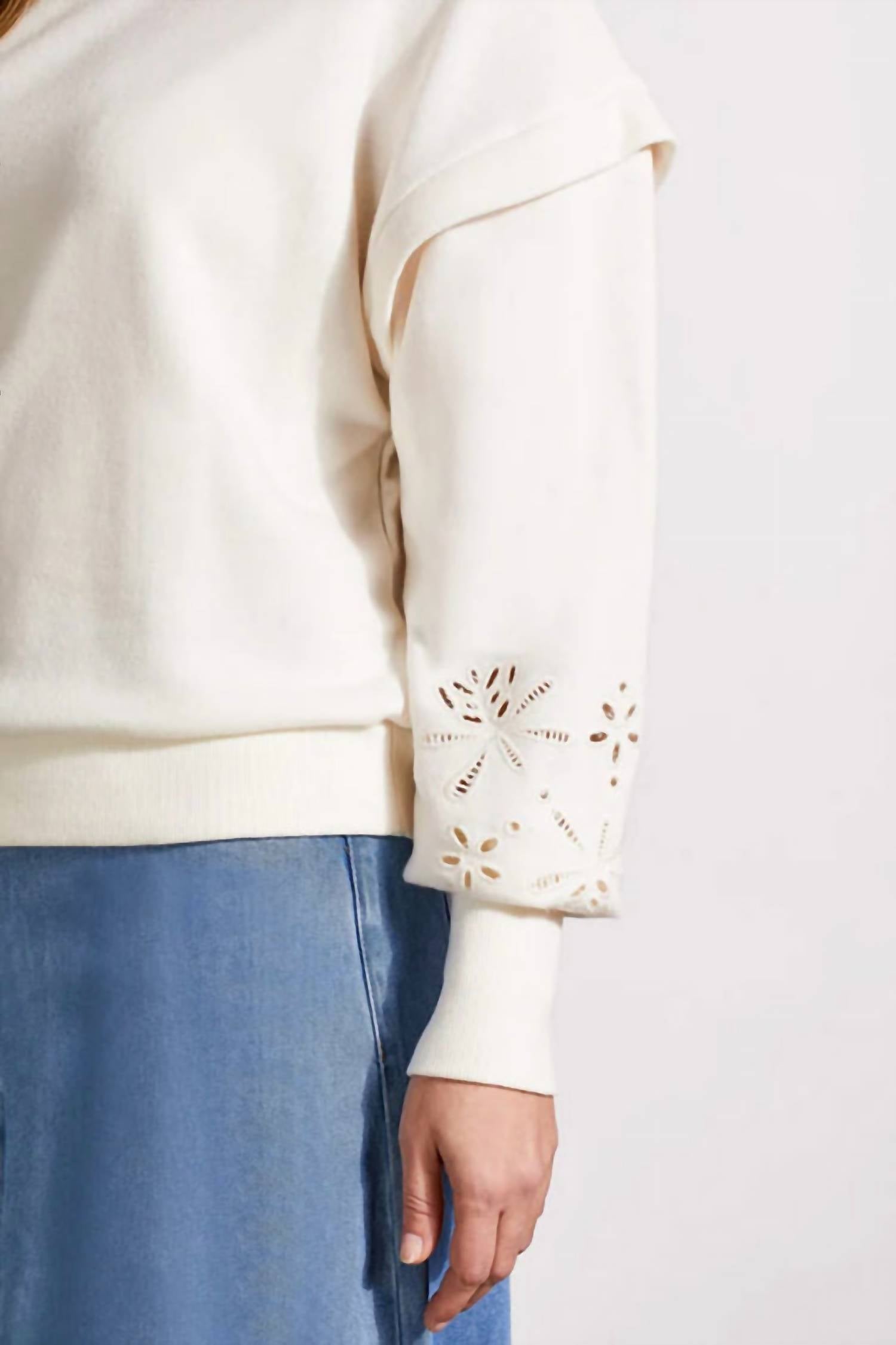 Tribal - Crewneck Pullover Sweater With Embellishment