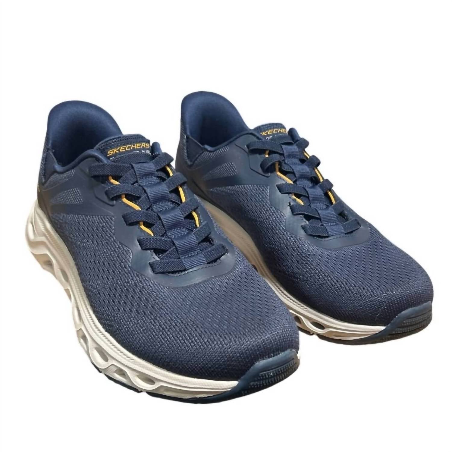 Skechers Men's Mesh Hands Free Swift Fit Athletic Shoes in navy blue - men's shoe