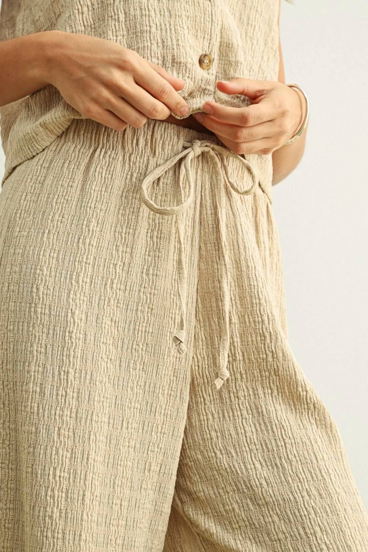 Miou Muse - Textured Wide-leg Pant