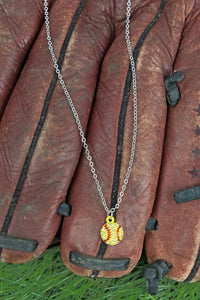 Wholesale Accessory Market - Women's Softball Crystal Pendant Necklace