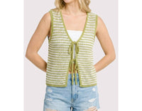 Staccato - Stripe Tie Front Knit Tank Top