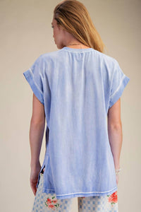 Easel - Cap Sleeves Mineral Washed Top