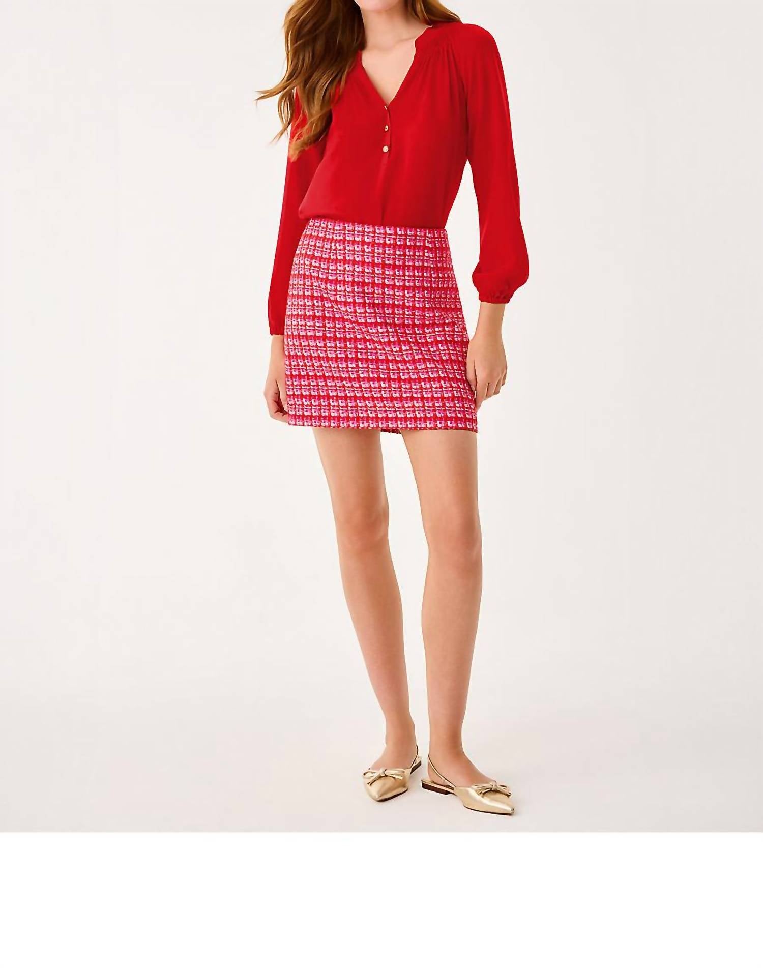 Lilly Pulitzer Kels Mini Skirt in cranberry red fiesta boucle 1 - women's skirt - view 5