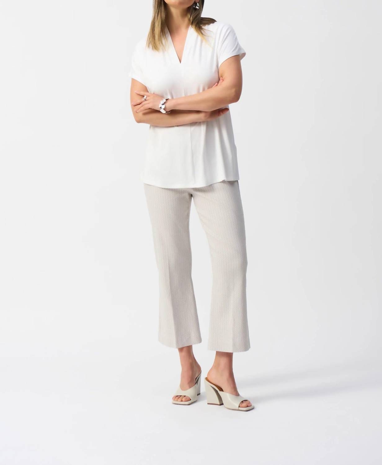 Joseph Ribkoff Jacquard Flared Cropped Pants in grey white - women's jeans - view 6