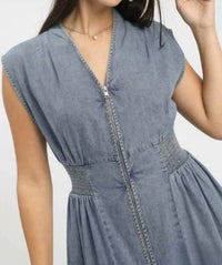 Umgee - Floral Damask Print Collared Dress