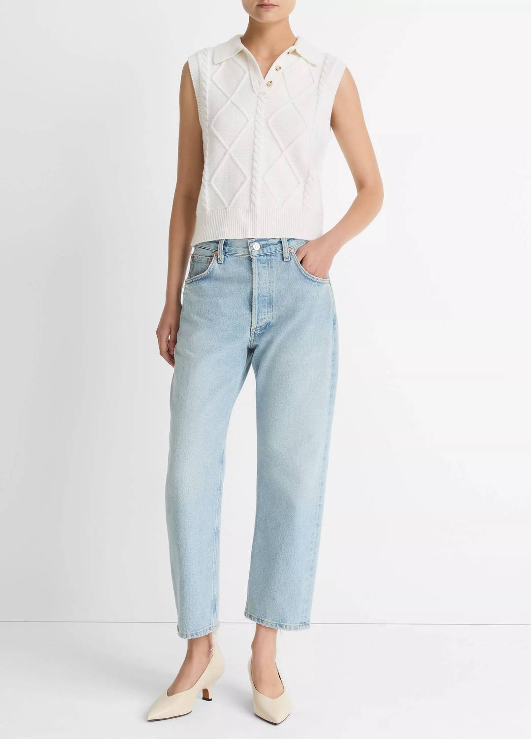 Vince - Cable-knit Wool & Cotton-blend Sweater Vest