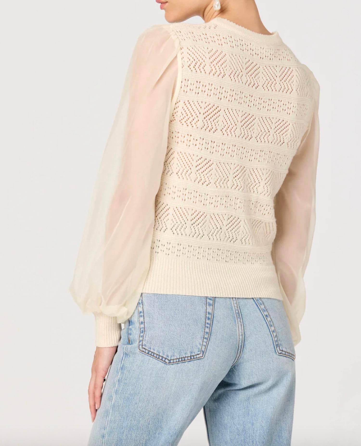 ASTR Ann Sweater Top in vintage cream - women's long sleeve top - alternate view