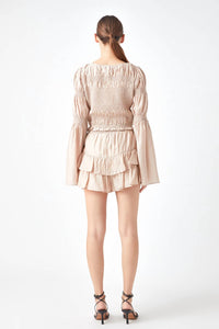 Endless Rose - Smocked Top With Bell Sleeves