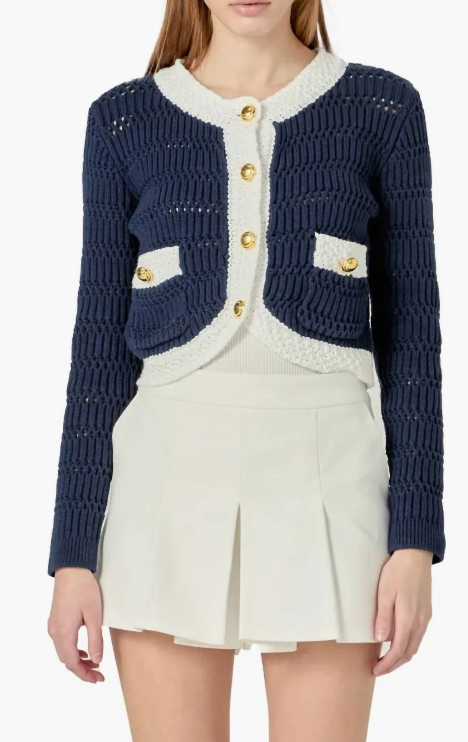 English Factory - Cropped Knit Sweater