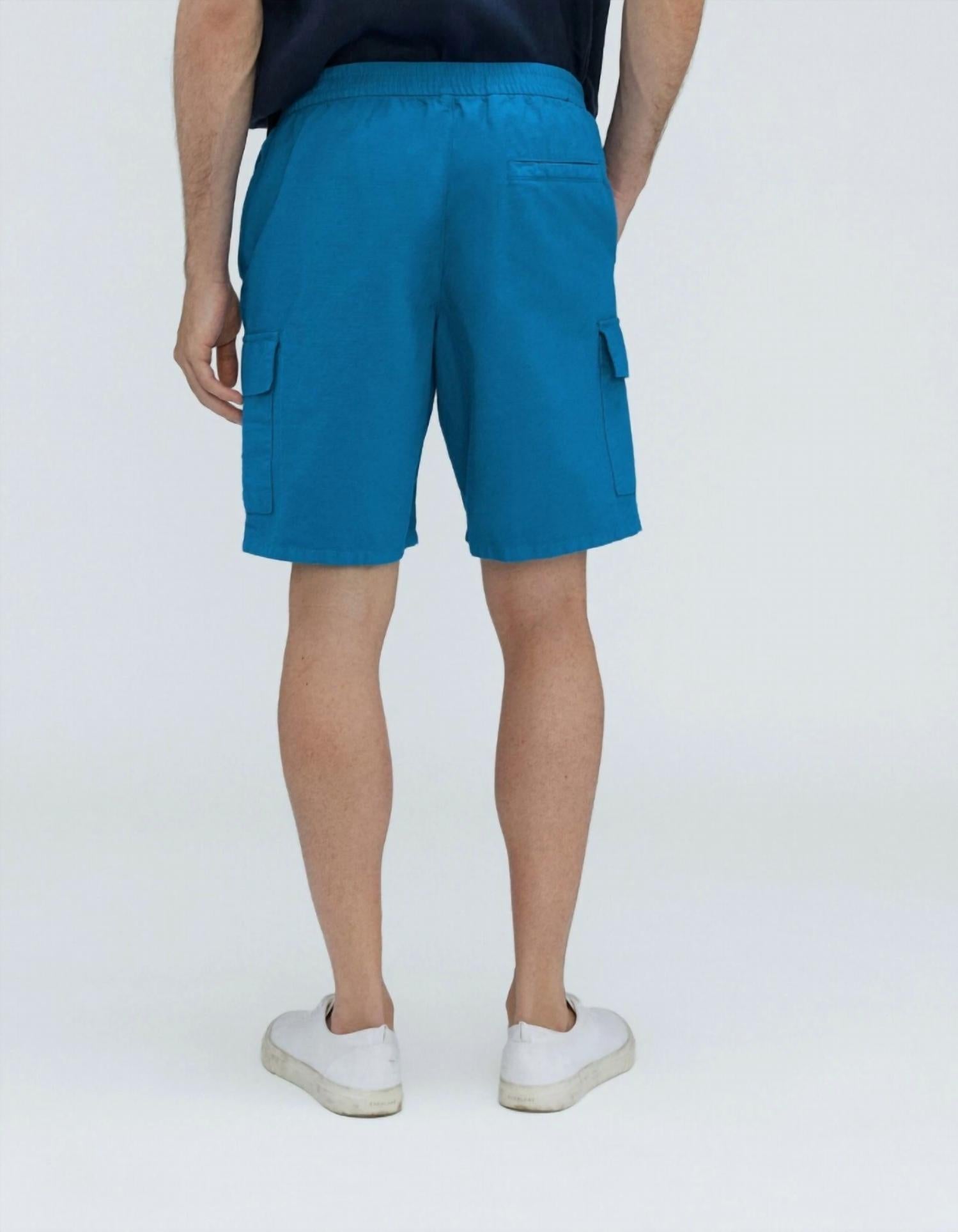Everlane Cotton Linen Cargo Short in horizon blue - men's shorts - alternate view
